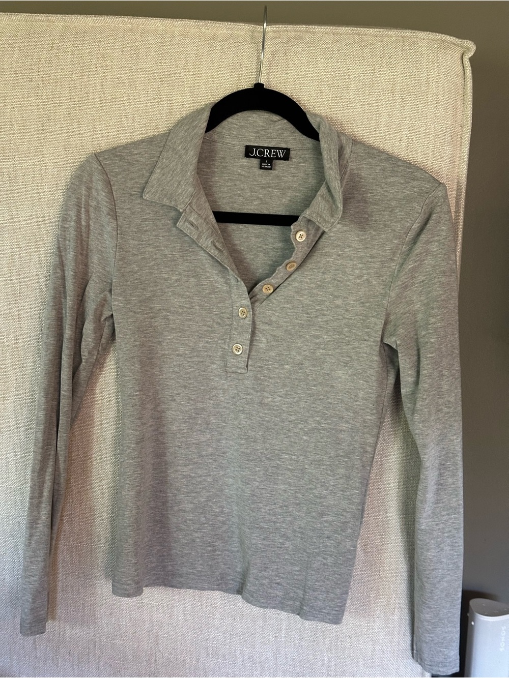 J. Crew Women's Light Gray Long-Sleeve Polo Henley